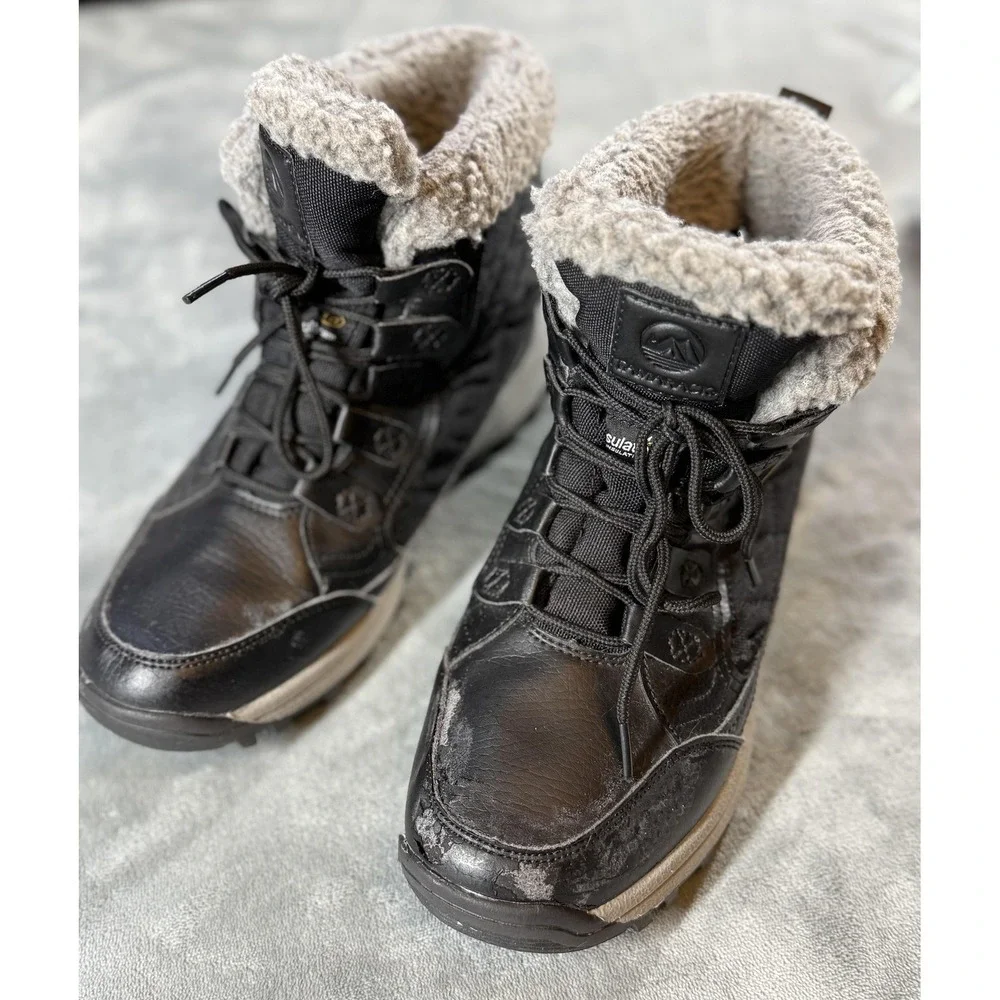 Tamarack Boots Womens Size 8 Black Faux Shearling Lined Winter Snow T-RF1867